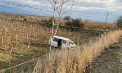 Denizli-Manisa yolunda kaza: Kontrolden çıkan araç üzüm bağına uçtu