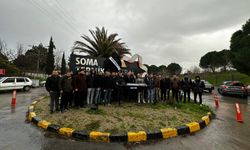 Soma Termik Santrali önünde siyah tabutlu eylem