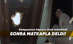 Komşusunun çelik kapısını matkapla deldi!