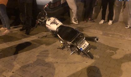 Manisa'da kontrolden çıkan motosikletin sürücüsü kayarak düştü