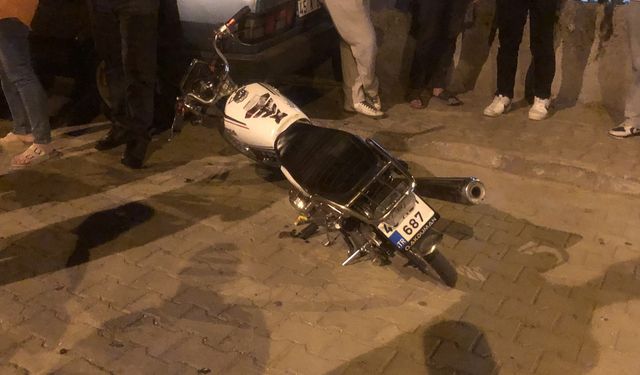 Manisa'da kontrolden çıkan motosikletin sürücüsü kayarak düştü