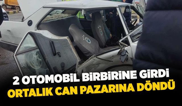 Manisa'da 2 otomobilin çarpışması sonucu 3 kişi yaralandı