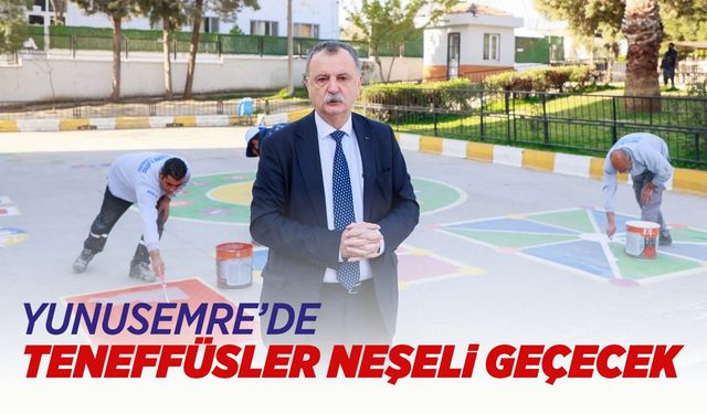 Yunusemre Belediyesi okul bahçelerini renklendiriyor