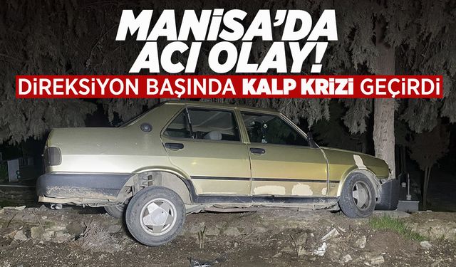 Manisa'da kalp krizi geçiren otomobil sürücüsü ağaca çarptı