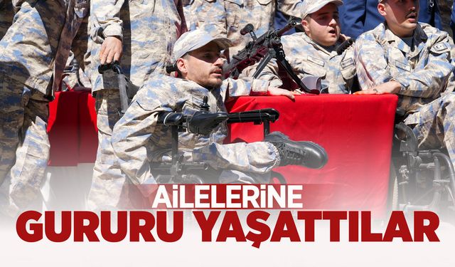 Temsili askerlik yapan engelli bireyler ailelerine gururu yaşattı