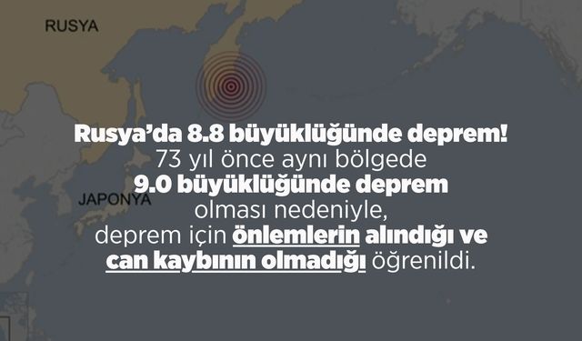 Rusya'da 8.8 büyüklüğünde deprem