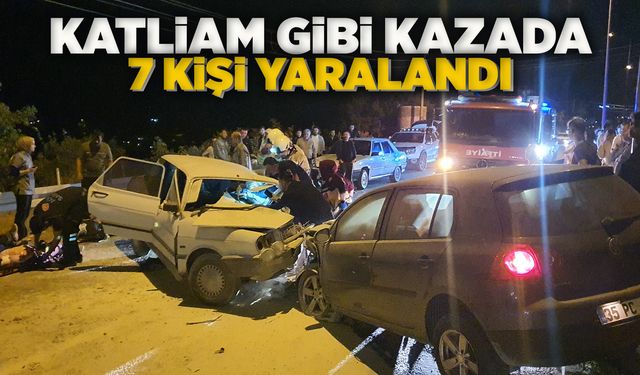 Manisa'da 2 araç kafa kafaya çarpıştı: 7 kişi yaralandı