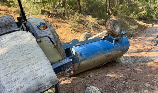 Soma'da yangına su taşıyan tanker devrildi