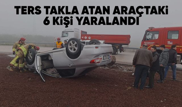 Manisa'da devrilen otomobildeki 6 kişi yaralandı