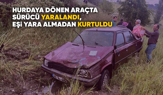 Manisa'da takla atan araçtaki sürücü yaralandı