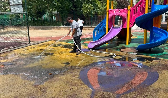 Yunusemre'de parklar temizleniyor