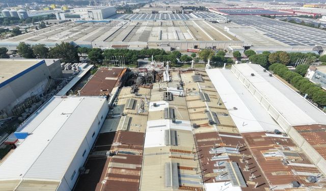 İnci Akü’deki yangının hasarı böyle görüntülendi