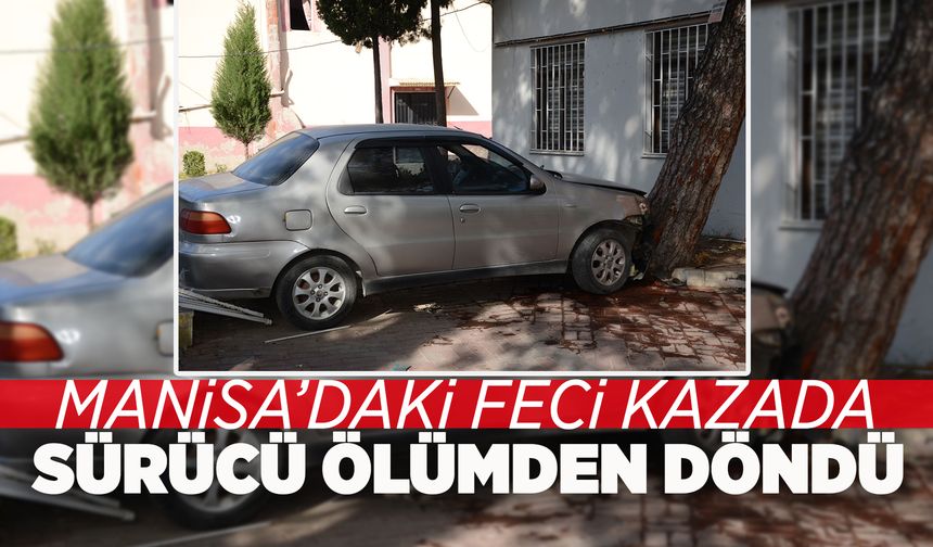 Manisa'da kontrolden çıkan araç parka uçtu