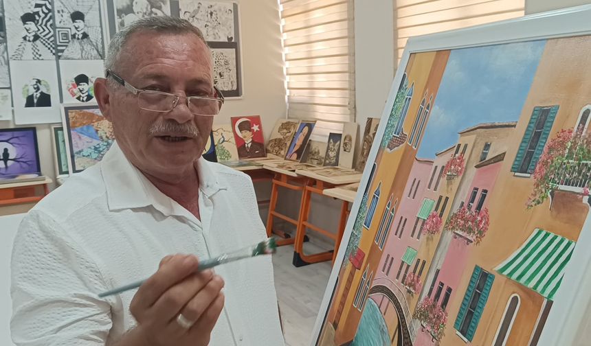 Manisalı Ressam Ramazan Gizlenen 29 yıldır fırçasını elinden bırakmıyor