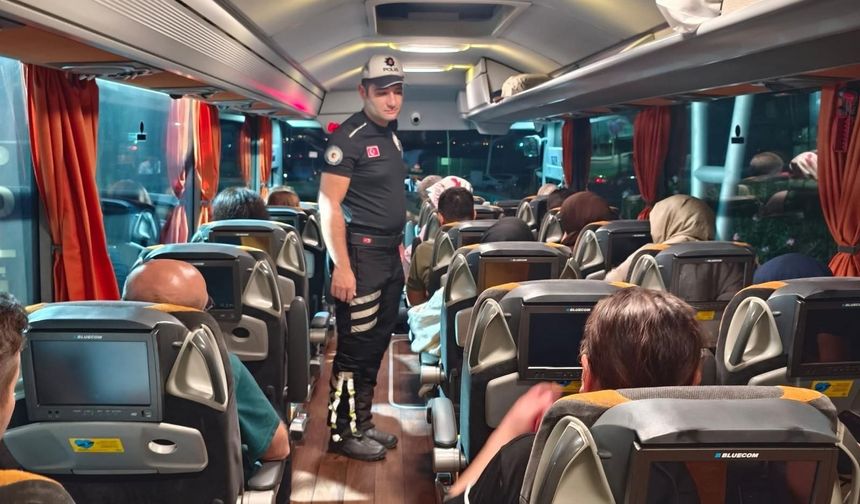 Manisa'da otobüslerde emniyet kemeri denetimi