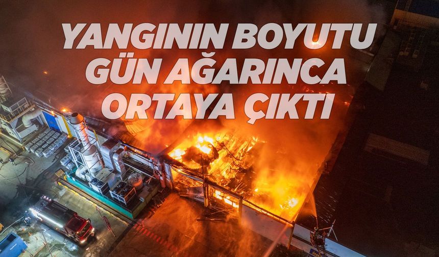 İnci Akü’deki yangının hasarı böyle görüntülendi