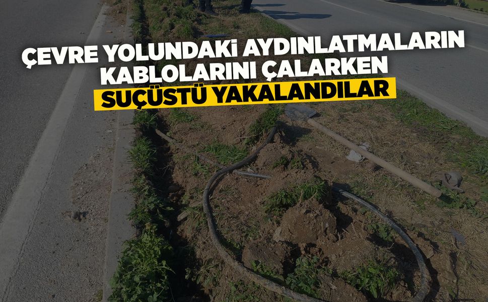 Manisa'da aydınlatma direklerinin kablolarını çalan 2 şüpheli yakalandı