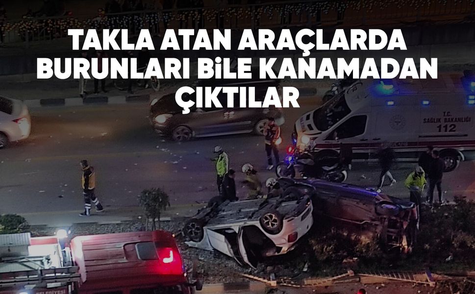 Manisa'daki feci kazada 2 araç çarpışarak takla attı