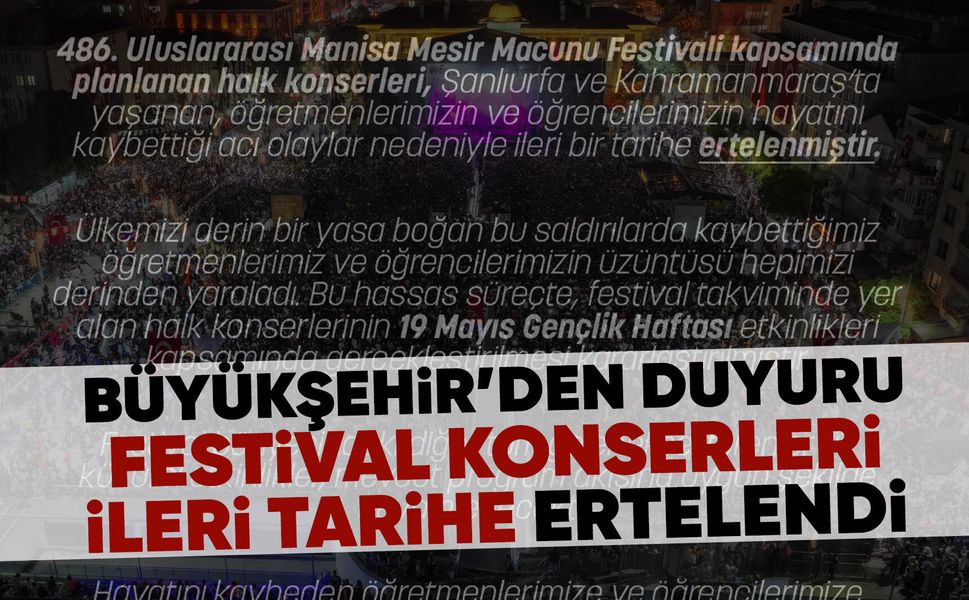 Mesir Festivali konserleri ertelendi