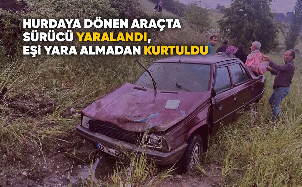 Manisa'da takla atan araçtaki sürücü yaralandı