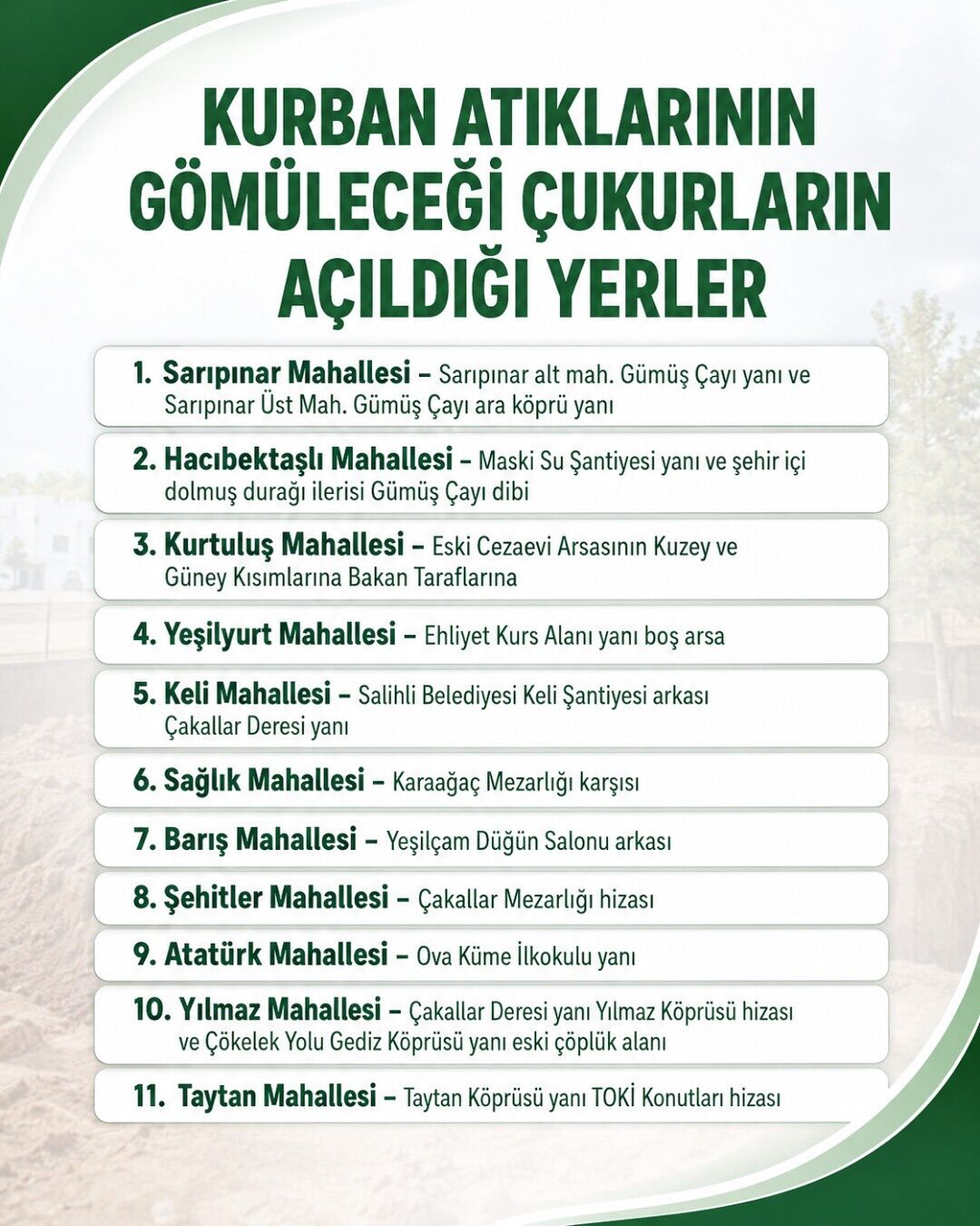 Kıymetli Hemşehrilerimiz, Kurban Bayramı Süresince Vatandaşlarımızın Daha Sağlıklı, Düzenli Ve T (1)